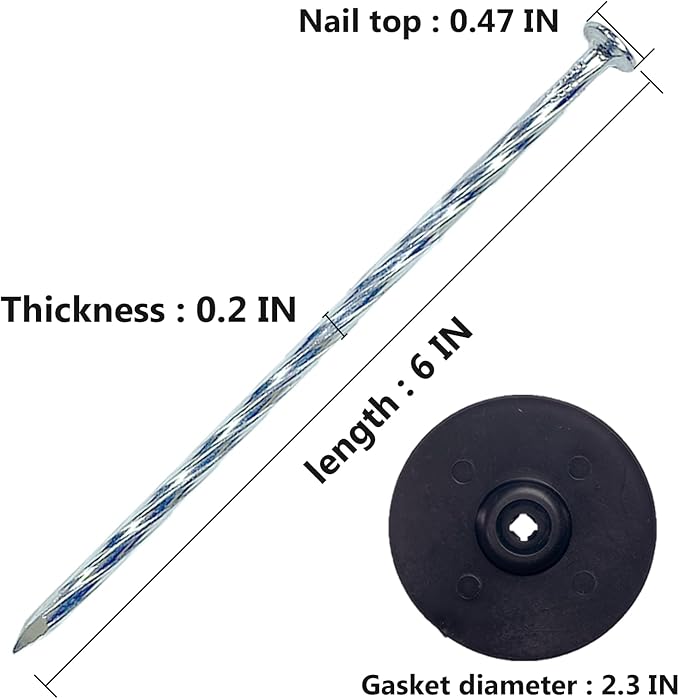 Garden Stakes with Gasket Spiral, 6in Galvanized Steel Turf Nails Garden Weed Barrier Stakes Staples for Fixing Landscape Fabric, Landscape Edging, Artificial Grass, Floor Mats, Etc. (20 PC)