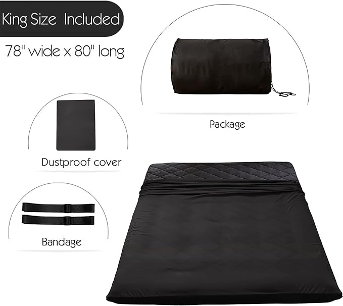 MAXYOYO Japanese Floor Futon Mattress King Size, Floor Bed for Adults, Roll Up Folding Mattress, Diamond Patterned Japanese Futon Bed, Black