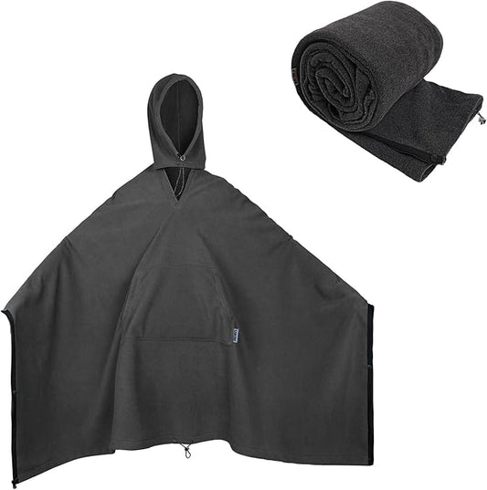 Fleece Camping Blanket, Large Poncho Wearable Blankets, Soft, Warm & Cozy, Lightweight, Portable, 74.5 in * 63 in, for Outdoors, Stadium, Concerts, Travel, Sports, Hiking, Beach, Sofa, Festival