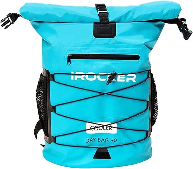 iROCKER Insulated Backpack Cooler & Dry Bag - 30L Leakproof, Collapsible, Fits 24 Cans, 18 Bottles | Adjustable, Padded Straps for Beach, Camping, Boating