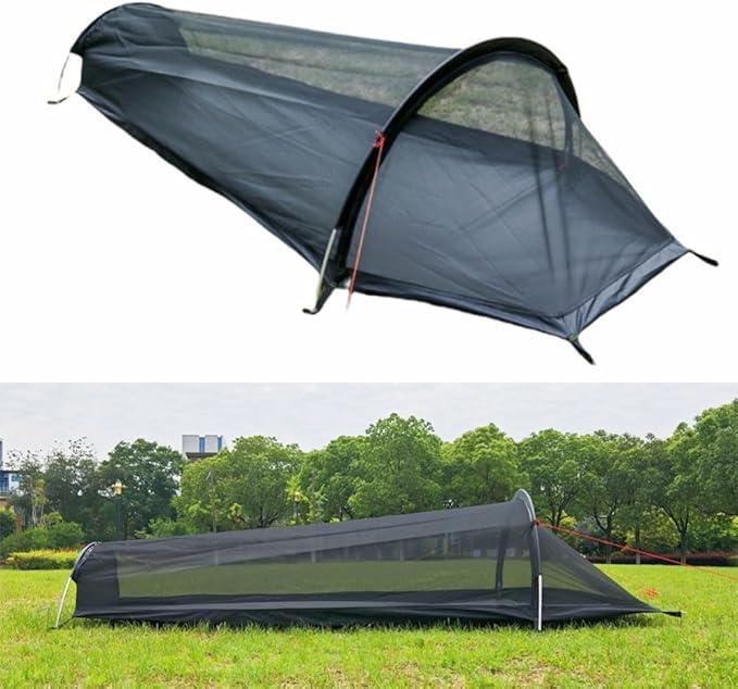 1 Person Bivy Tent Ultralight 0.7kg Backpacking Shelter with 40D Ripstop Fabric, 210D Oxford Floor, Wind-Resistant Aluminum Frame for 4-Season Outdoor Adventures