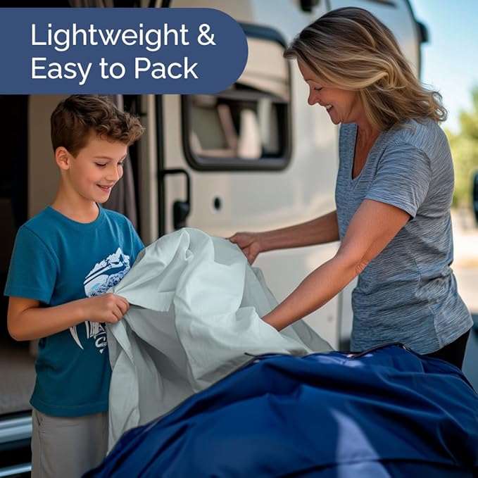 Short Queen Size 4 Piece Sheet Set - RV Short Queen, Soft, Breathable & Cooling Bed Sheets Set w/ Deep Pockets - Hotel Luxury Bedding for Women, Men, Kids, Teens, Boys & Girls - Oeko-Tex - Ice Blue