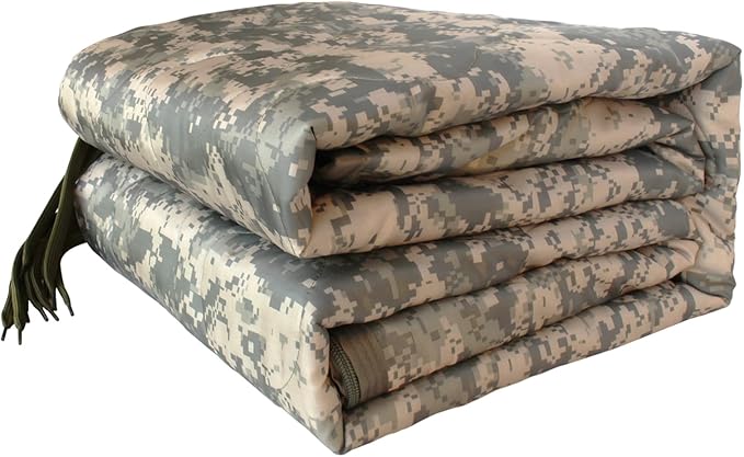 GRVCN Military Blanket - Camping Sleeping Bag with Zipper, Poncho Liner Thermal Insulated Blanket, Lightweight Portable Outdoor Hiking Survival Compression Carry Bag