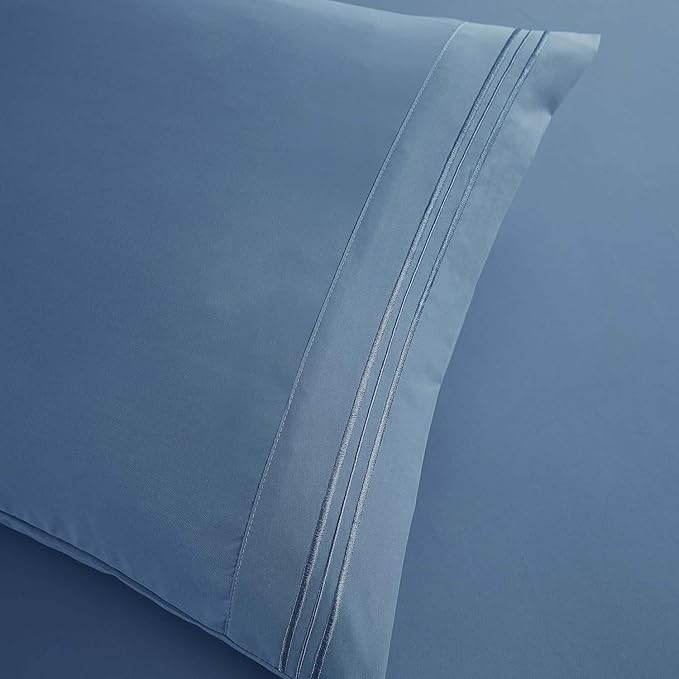 Clara Clark King Sheets, 6 Piece Set - Hotel Luxury Sheets for King Size Bed, Super Soft Bedding Set, King Size, Blue Heaven