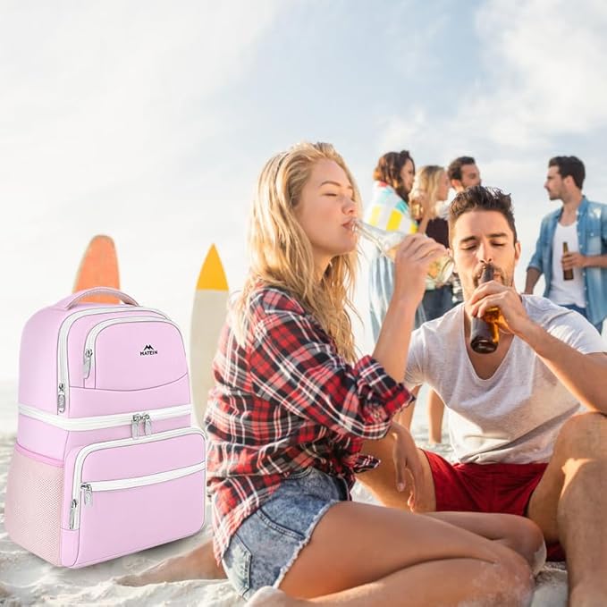 MATEIN Cooler Backpack, 26 Cans Insulated Lunch Backpack for Men Women, Leakproof Double Layer Lunch Cooler Bag Lightweight Soft Lunch Backpack with Cooler Compartment, Beach Camping Hiking Beer Gifts