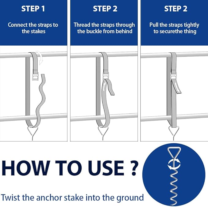 Trampoline Stakes Tent Garden Stake Heavy Duty Trampoline Parts Tent Canopies, Carports,Swing Sets Stake Corkscrew Shape Steel Stakes Anchor Kit,Bonus 6 Strong Belt,Orange
