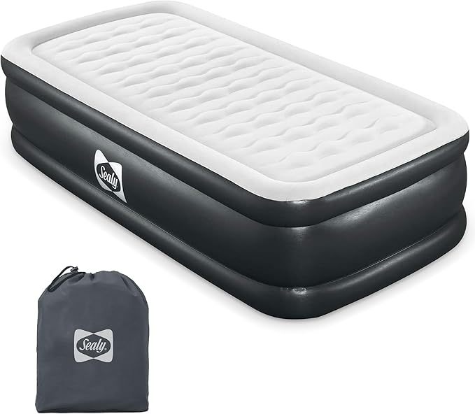 Sealy Tritech Twin Sized 20" Air Mattress Bed 2 Person w/Built-in AC Pump & Bag