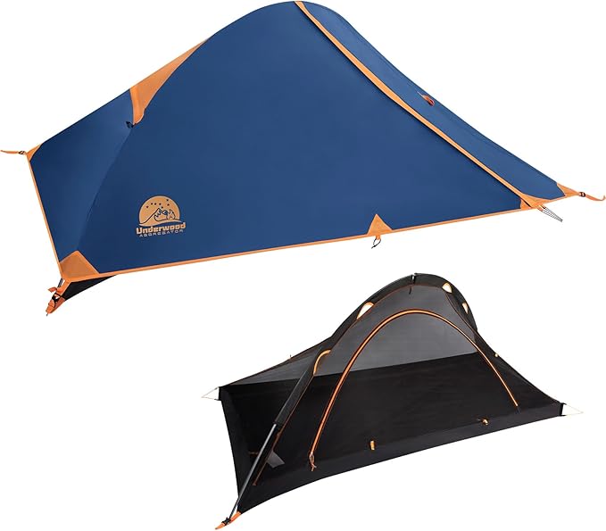 1 Person Backpacking Tent for Camping - Ultralight Waterproof Outdoor One Person Tent, Windproof Rainproof Compact Single Pole Shelter for Camping, Hiking, Hunting Travel by Underwood Aggregator