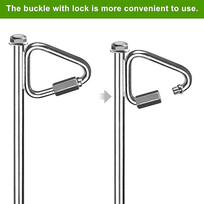 17" Ground Anchors with Chrome-Plated, Heavy-Duty for Trampolines, Tents, Mobile Homes, Swing Sets, Carports and Sheds with Reinforced Triangular Bracket for High Wind Resistance (4 Pack)