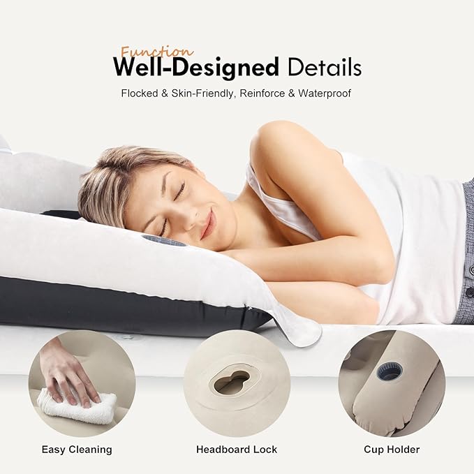 DIMAR GARDEN Twin Size Air Sofa Bed Mattress with Headboard and Pump,Blow Up Couch Inflatable Bed