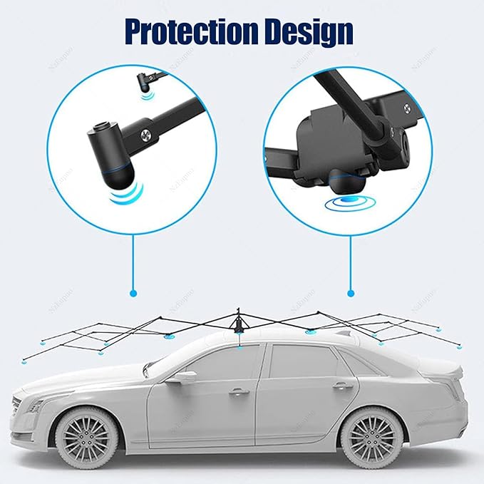 Portable Automatic Car Cover Umbrella, Outdoor Car Tent, Remote Control Car Roof Top Canopy, Car Shelter Sunshade, Universal Auto Protection Black-4.2m