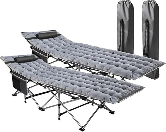 VaygWay Foldable Outdoor Camping Cot and Cot Pad Mattress- Soft Comfortable Lightweight Thick Cotton Sleeping Cot- Portable Hiking, Traveling, Backpacking Waterproof Bottom Pad- 2Pk