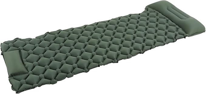 RusChic Sleeping Pad, Ultralight Inflatable Sleeping Pad for Camping with Pillow Built-in Foot Pump, Extra Thick Compact Camping Sleeping Mat for Hiking, Backpacking, Tent Use