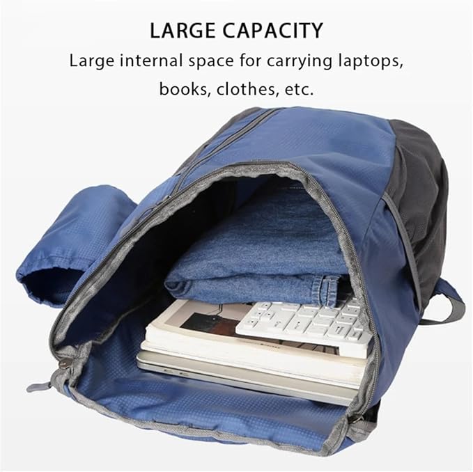 Portable Foldable Backpack Folding Mountaineering Bag, Ultralight Outdoor Cycling Rucksack, Travel Hiking Knapsack (Grey)