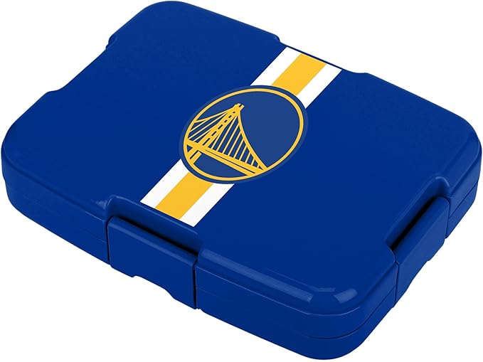 FOCO NBA Unisex-Adult Officially Licensed Team Color Stripe Primary Logo Basketball Leak Proof 5 Compartment Bento Lunch Box - Golden State Warriors