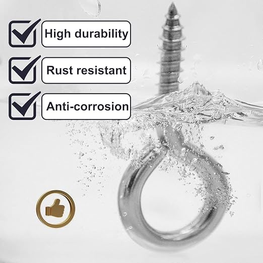 12 Pcs M6 304 Stainless Steel Screw Eye Hooks, 2-1/2 Inches Eyes Screw Hooks,Heavy Duty Screw Eye Bolt,Load Bearing 200LB,Indoor & Outdoor Use