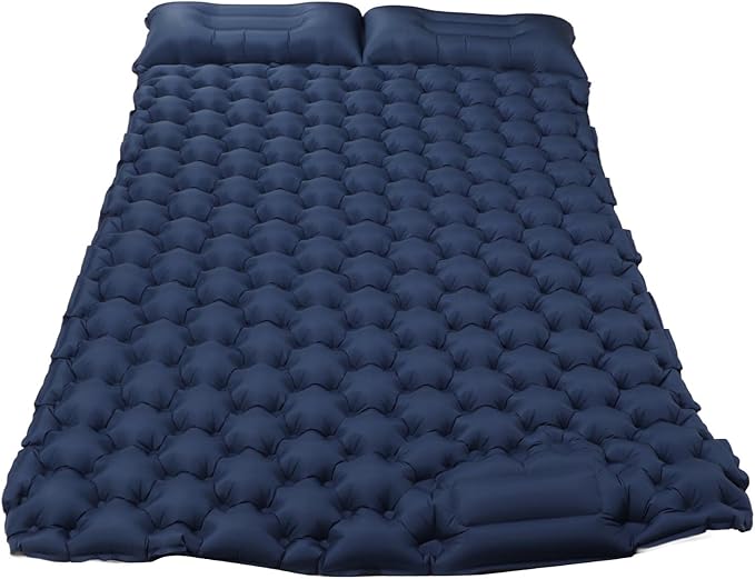 Double Inflatable Camping Sleeping Pads with Built - in Pillow, Ergonomic Nylon Mat for Couples, Fast Inflation Foot Pump Design, for Outdoor Camping Hiking