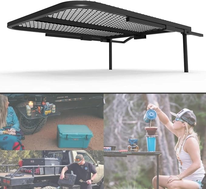 Tire Table Medium Aluminum Camping Table for Camp, Travel, Tailgating, Overlanding and Outdoor Work | Easily Holds 50 Pounds | Installs Within Seconds | 29" x 23" x 1.5"