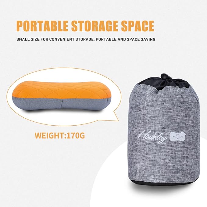 Generic Travel Pillow Compressible Camping Pillow for Sleeping Easy to Replace Small Portable Camping Pillow Compact Firm Supportive Travel Pillow for Adults Kids Outdoor Backpacking Hiking, Orange