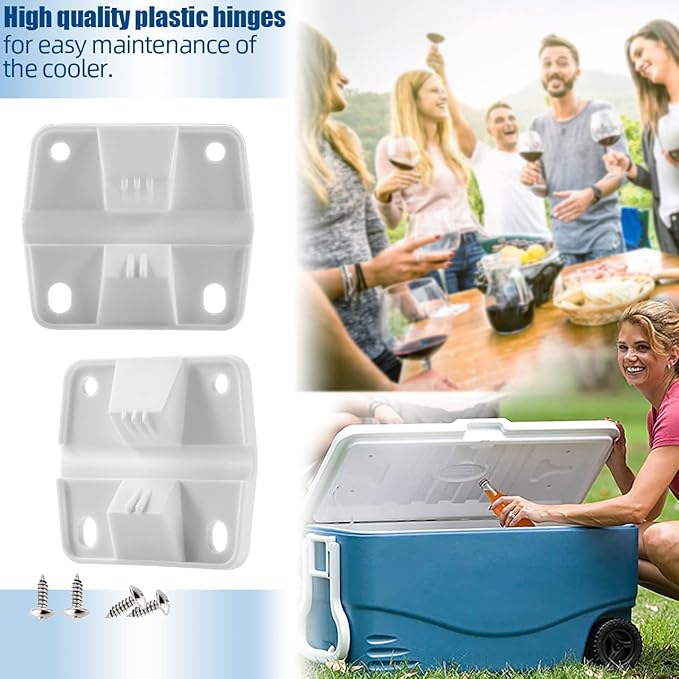 Cooler Plastic Hinges Replacement for Coleman - Replacement Hinges for Coleman Xtreme Cooler Parts Ice Chest Hinges (4 Pack)