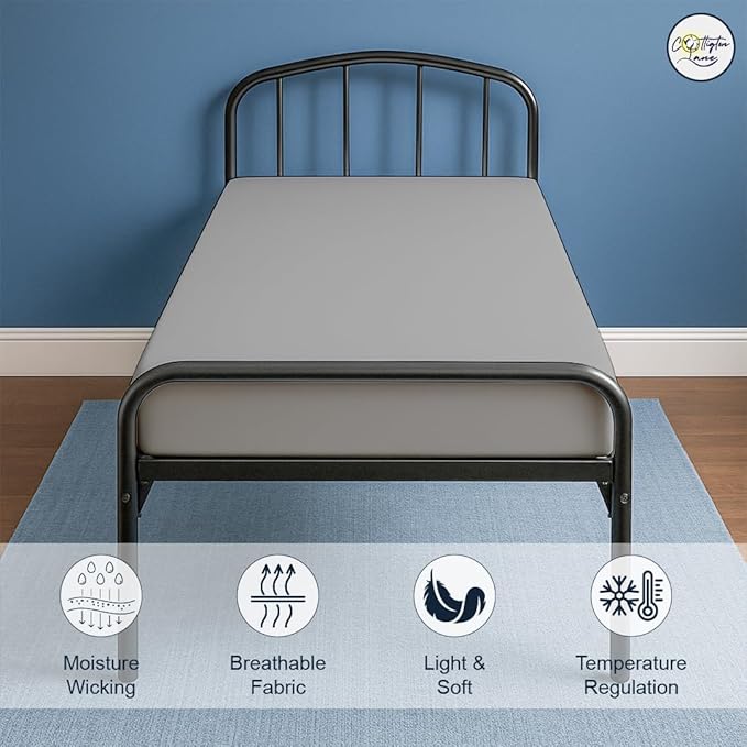 Cot Fitted Sheet 33 x 75, 100% Egyptian Cotton, 1 PC Cot Size Bottom Sheet Only, Perfect for Narrow Twin, Camp Bunk, Army Cots, Trifold Mattress, Camping Cot, Guest Bed Replacement(Light Grey)