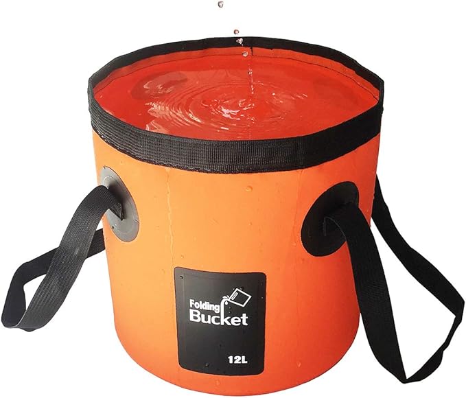 Sunglow Collapsible Fishing Bucket, 3 Gallon Multifunctional Portable Wash Basin - Water Container for Fishing, Camping, Gardening (12L/3gallon (Orange))