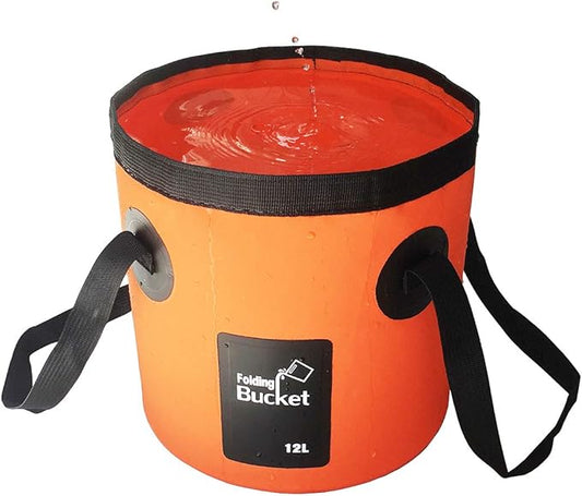 Sunglow Collapsible Fishing Bucket, 3 Gallon Multifunctional Portable Wash Basin - Water Container for Fishing, Camping, Gardening (12L/3gallon (Orange))