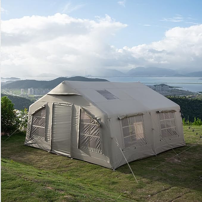 GeRRiT Outdoor Inflatable Camping Tent with Air Pump, 13m2 Glamping Tents, Easy Setup 4 Season Windproof House for Fishing, Camping & Hiking,480 X 360 X 250cm