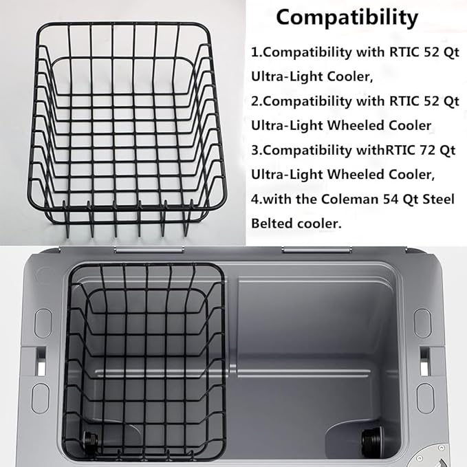 Cooler Basket for RTIC 32/52/72 Ultra-Light Coolers,Storage Dry-Goods Basket Fit for Coleman 54 Qt Steel Belted Cooler,Stainless Steel Wire Basket