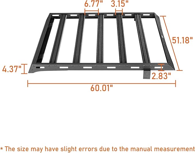 Hooke Road TJ Roof Rack Aluminum Cross Bars Cargo Basket for Jeep Wrangler TJ Hardtop 1997 1998 1999 2000 2001 2002 2003 2004 2005 2006 (Exclude Unlimited)