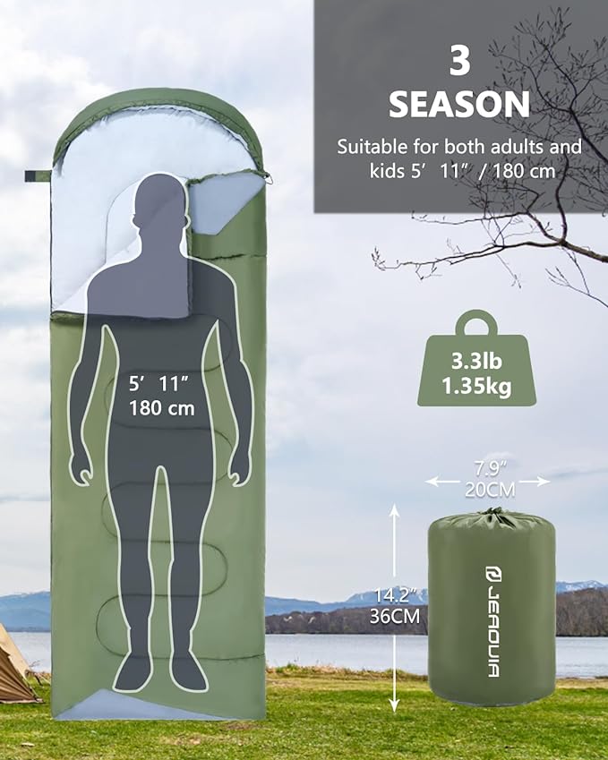 Sleeping Bags for Adults Cold Weather - 20 Degree Big&Tall Size Backpacking Lightweight Waterproof for Girls Boys Mens Teen Women for Camping Hiking Outdoor Travel Hunting with Compression Bags