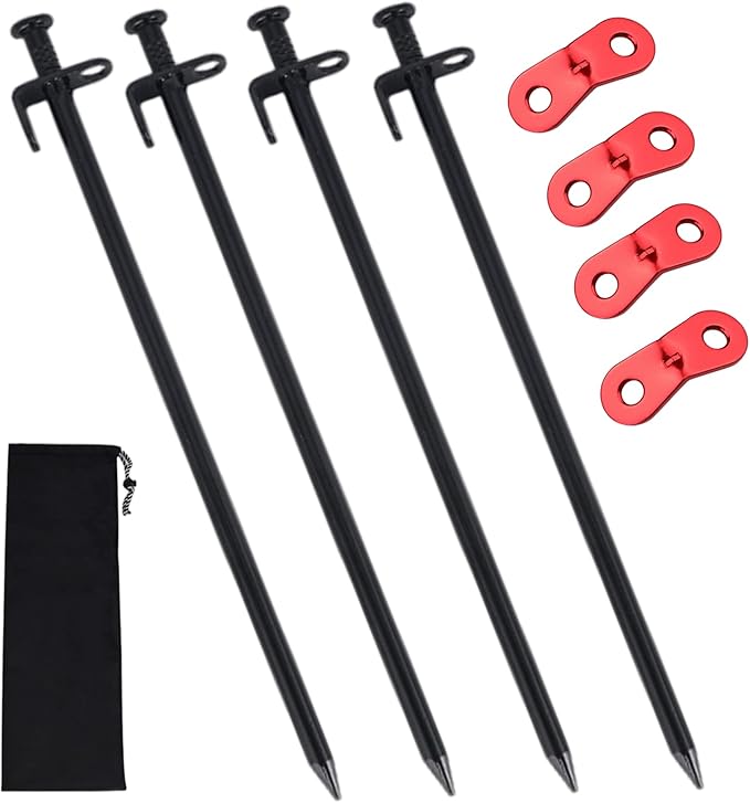 Tent Stakes,Heavy Duty Stakes,Metal Tent Stakes,12 inchs 30cm Steel Ground Stakes Heavy Duty Durable Outdoor Camping Tent Trampoline Canopy Pop Up 4pcs