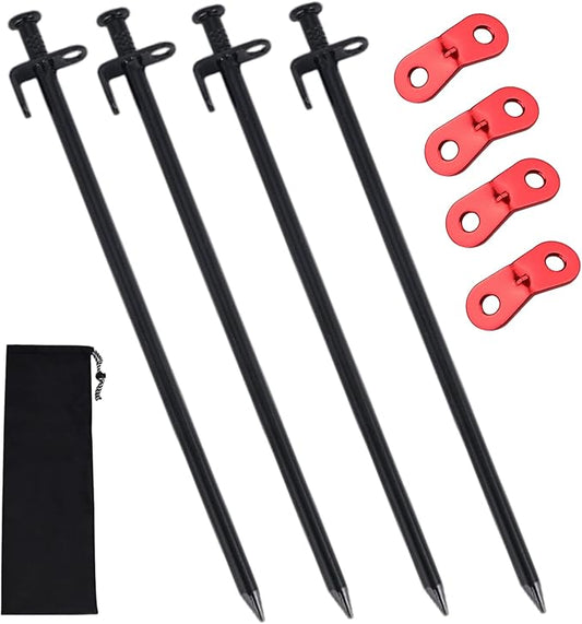 Tent Stakes,Heavy Duty Stakes,Metal Tent Stakes,12 inchs 30cm Steel Ground Stakes Heavy Duty Durable Outdoor Camping Tent Trampoline Canopy Pop Up 4pcs