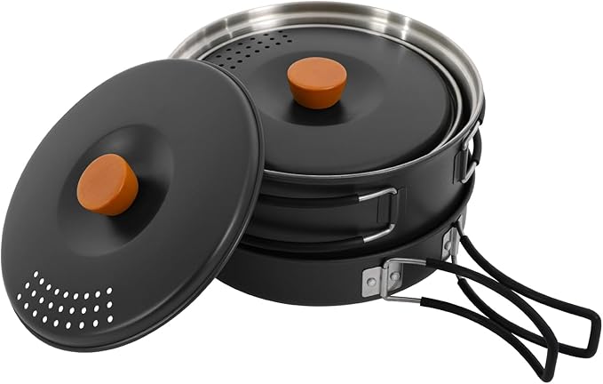 Camping Cookware Set Portable Camping Cooking Set 304 Stainless Steel Camping Pots and Pans Set Campfire Cooking Equipment with Storage Bag for Outdoor Camping Hiking Picnic for 2-3