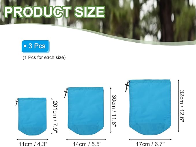 PATIKIL Stuff Sacks, Waterproof Outdoor Storage Sack Portable Drawstring Dust Flap Bag for Camping