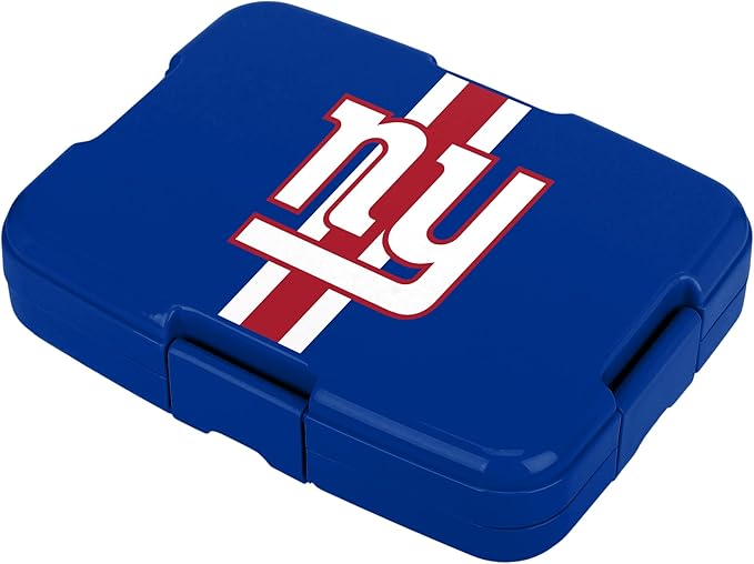 FOCO NFL Unisex-Adult Officially Licensed Team Color Stripe Primary Logo Football Leak Proof 5 Compartment Bento Lunch Box - New York Giants