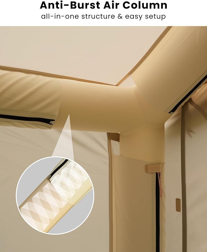 Inflatable SUV Tents for Camping, Pop Up Car Tent, Large SUV Tent Attachment for Camping, 2 in 1 Inflatable Tents Attach to Back Car with AC Port - Khaki