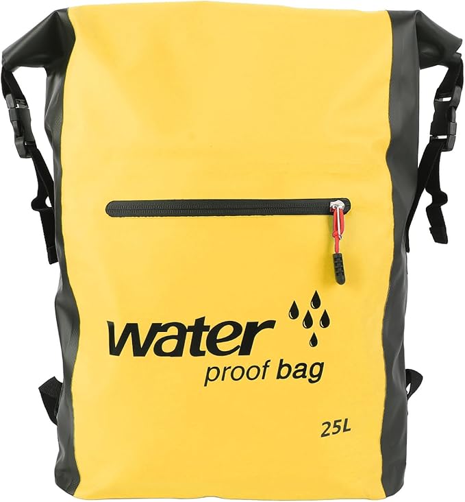 Luqeeg 25L Dry Wet Separation Backpack PVC Lightweight Outdoor Dry Sacks, Dry Bag, Dry Storage Bag for Kayaking, Rafting, Boating, Swimming, Camping, Hiking, Beach (Yellow)