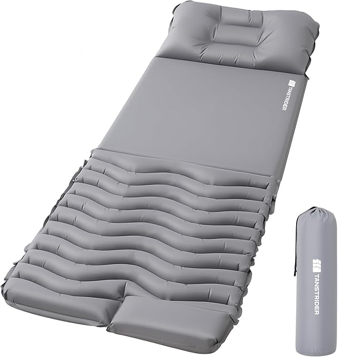Sleeping Pad for Camping,Self Inflating Sleeping Mat with Pillow and Built-in Foot Pump 4-Season Backpacking Adult Form Pads for Camp/Travel/Tent/Hiking