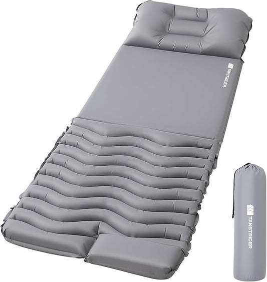 Sleeping Pad for Camping,Self Inflating Sleeping Mat with Pillow and Built-in Foot Pump 4-Season Backpacking Adult Form Pads for Camp/Travel/Tent/Hiking