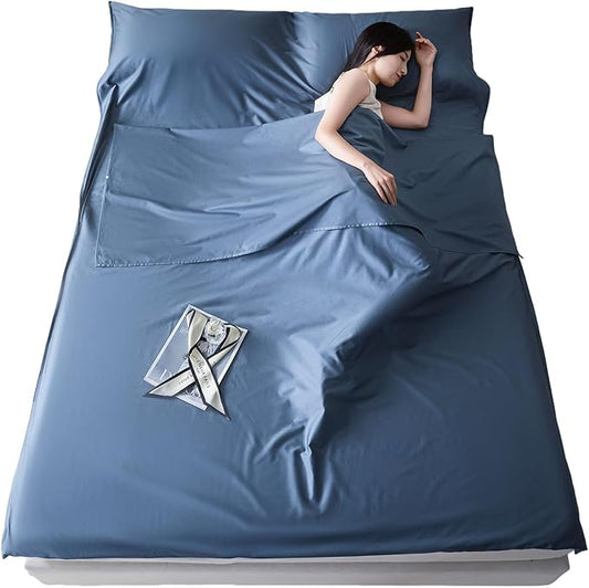Sleeping Bag Liner for Adults, Lightweight Travel Sleep Sack with Carry Bag, Compact Portable Sleeping Sheet for Camping, Hiking, Hostels, Hotels and Backpacking