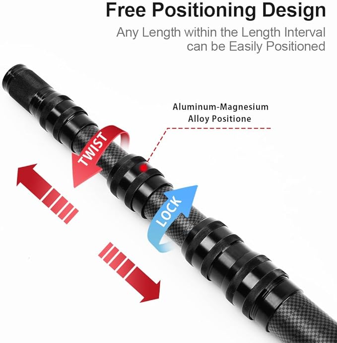 Telescopic Tarp Poles, Canopy Adjustable Carbon Fiber Poles Set of 2, Portable & Lightweight Tent Tarps for Awning, Camping, Hiking 67"