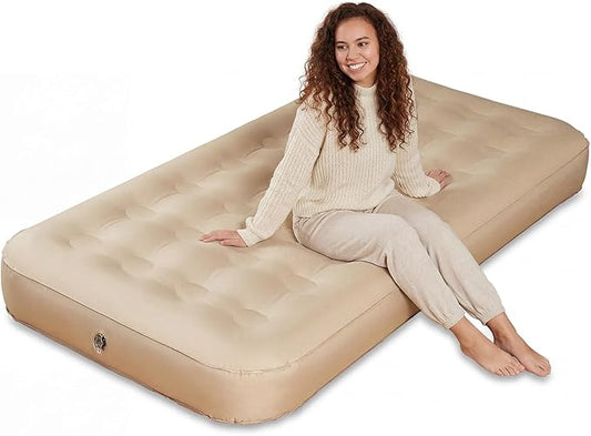 Twin Air Mattress with Fast Inflation Pump, Air Mattress - Leak-Free & Odorless Inflatable Bed for Travel and Guests, Supports up to 650 lbs - Ideal for Camping and Home, 8" Height