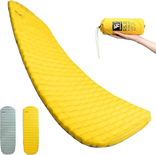 Insulated Inflatable Sleeping Pad 17oz, 5.1R-Value Ultralight Sleeping Pad, Lightweight Sleeping Mat for Camping, Hiking, Backpacking, Camp Mattress Pad