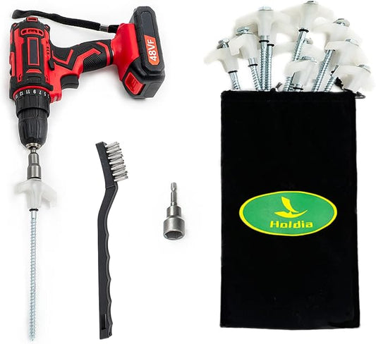 15 Pcs Super Heavy Duty Threaded Tent Stakes - Screw Style Glow-in-The-Dark Ground Anchor Pegs with 13MM Hex Drill Adapter and Storage Bag