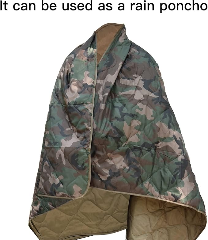 LOOGU Camo Blanket Waterproof Insulation Poncho Liner for Outdoor Camping, Hiking, Hunting, Survival, Backpacking, Picnicking