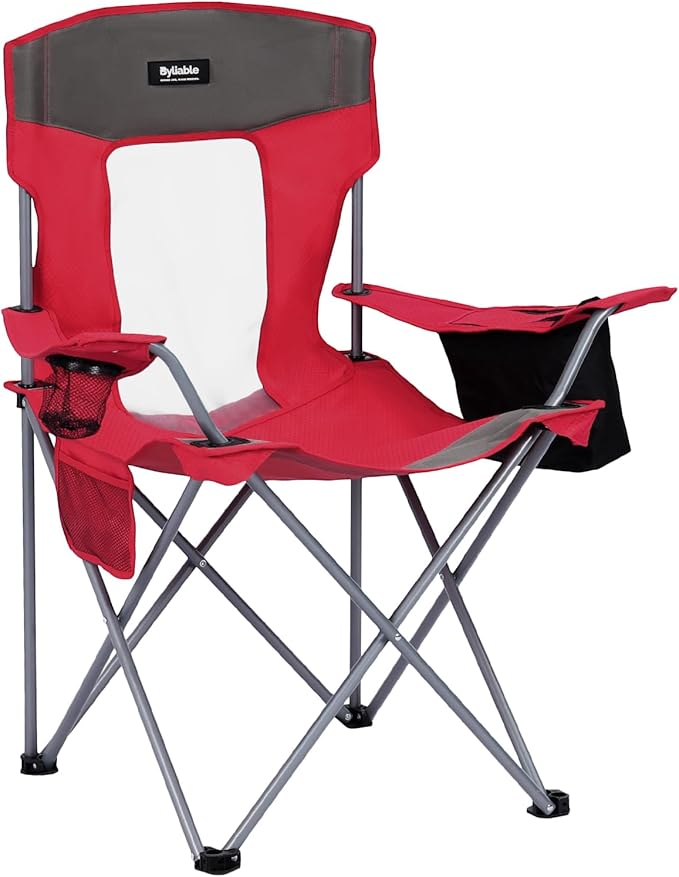 Camping Chairs Portable Folding Lightweight Outdoor Lawn Chair for Adults with Cooler Bag, Cup Holder and Side Pocket for Camping, Beach, Sports, Hiking, Fishing