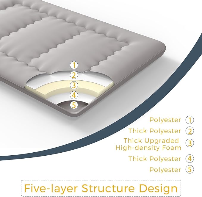 MAXYOYO 6" Extra Thick Japanese Floor Mattress Futon Mattress, Foldable Tatami Pad for Adults, Roll Up Floor Bed for Guest Room Bedroom RV, Dark Grey, Queen