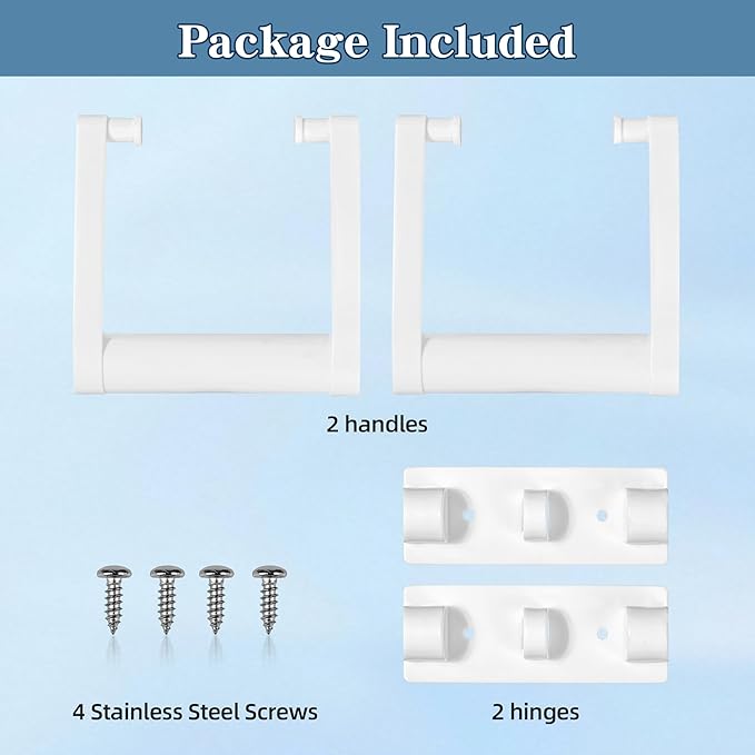 2 Pcs Plastic Cooler Handle Replacement for 25-72 Quart Coolers, Replacement Cooler Handle Parts Includes Screws, White
