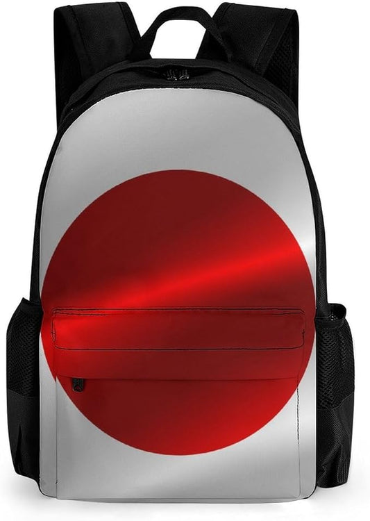 Polyester Daypack Backpack for Sports Travel Running, Big Capacity Anti-Theft Multipurpose Carry On Bag, Flag Of Japan Laptop Book Bag Rucksack